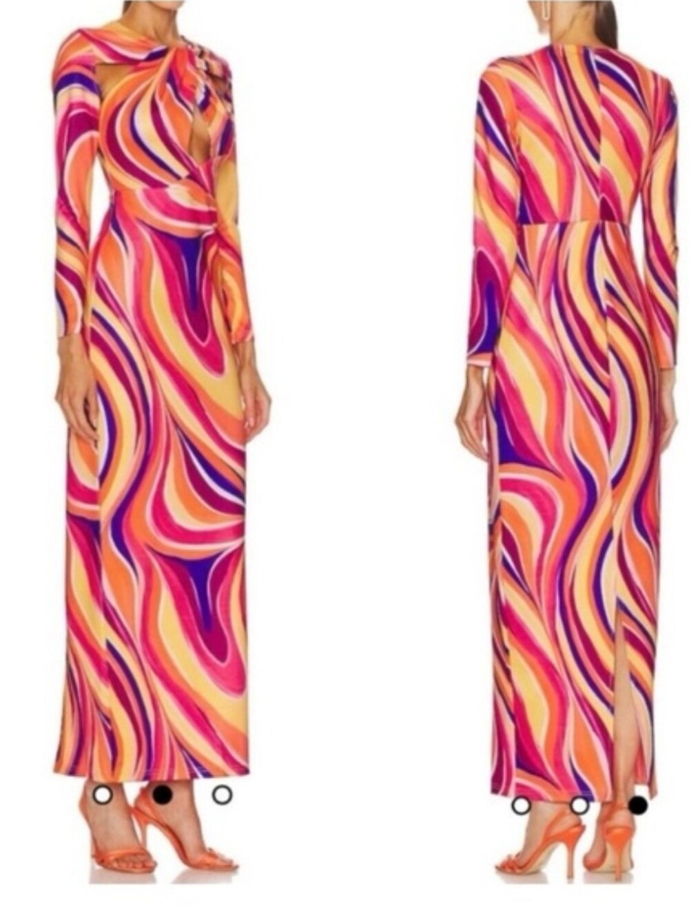Aura Ekua Maxi Kaleidoscope Cutout 70s Swirl Maxi Dress Nwt Size UK 10